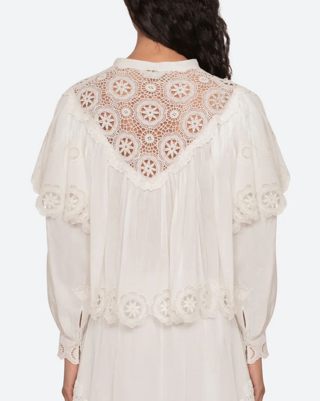 Sofia Embroidered L/SLV Top | Cream - Image 3