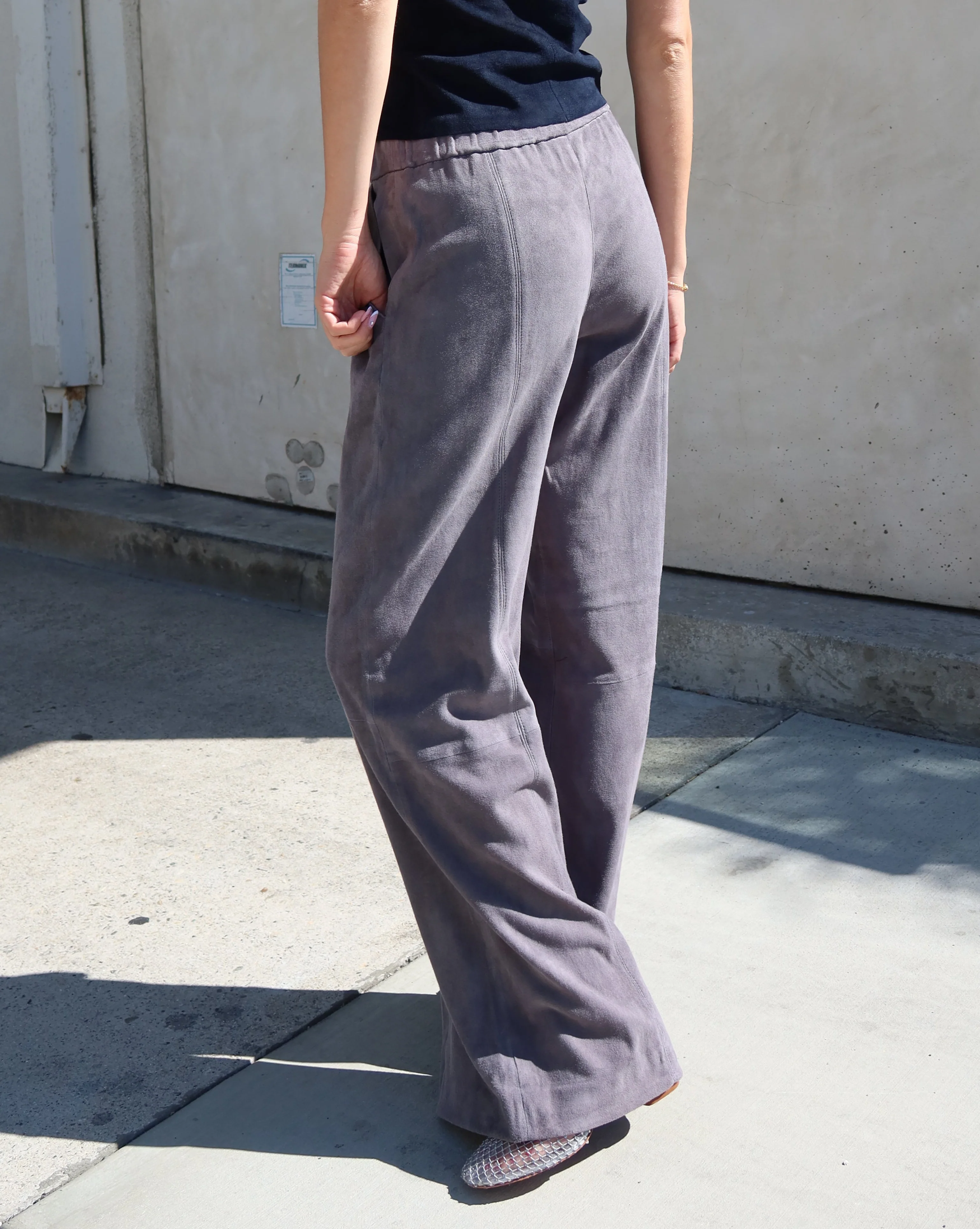 Suede Wide Leg Pant | Castle grey - Image 3