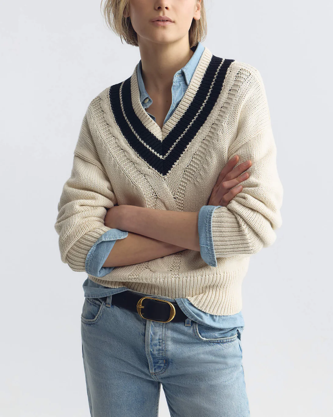 Suneel Sweater | Ecru/Dark Navy - Image 2