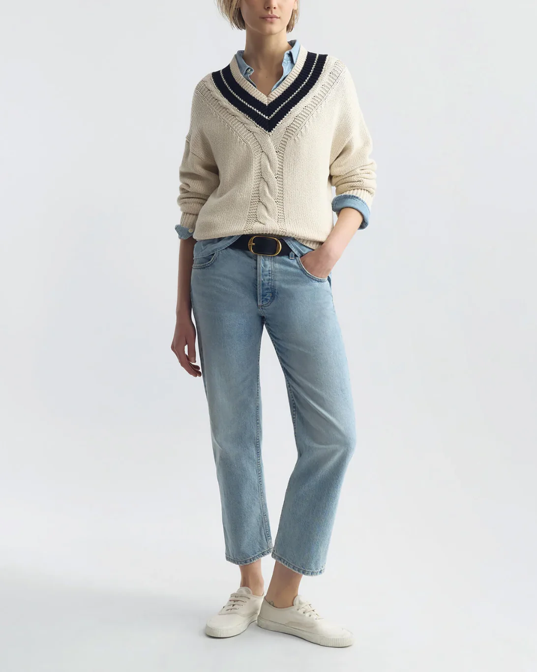Suneel Sweater | Ecru/Dark Navy - Image 4