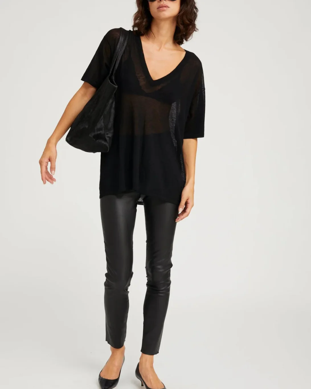 Superfine V Neck Tee | Black - Image 3