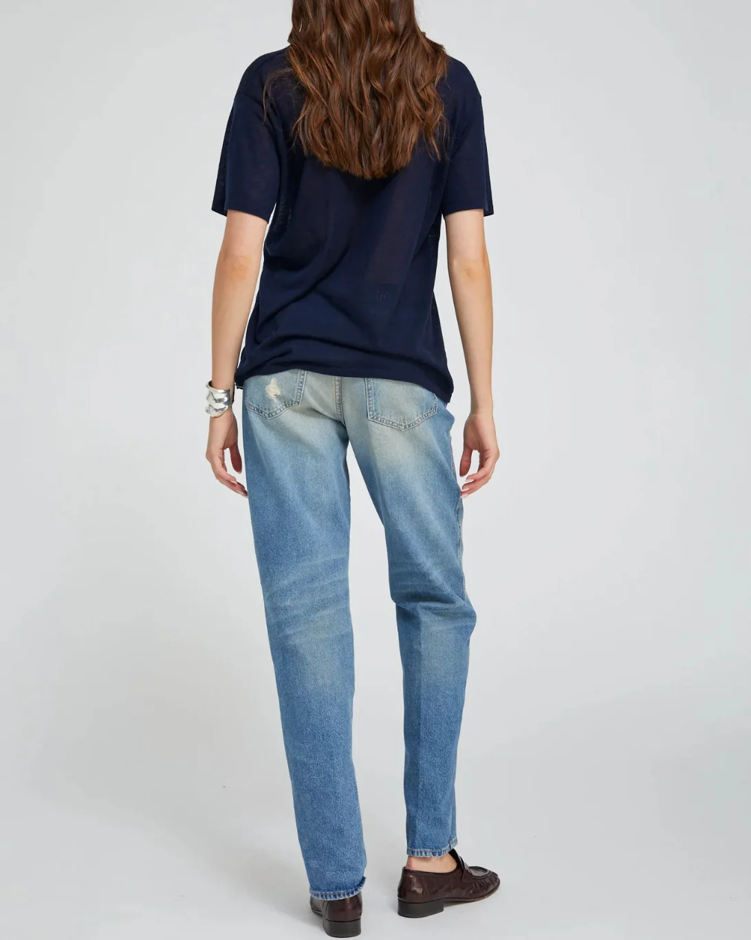 Superfine V Neck Tee | Navy - Image 3