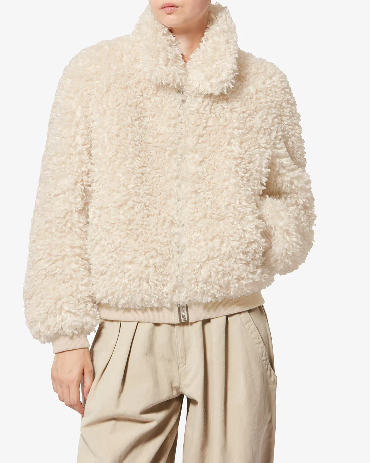 Tayma Curly Coat | Ecru - Image 3