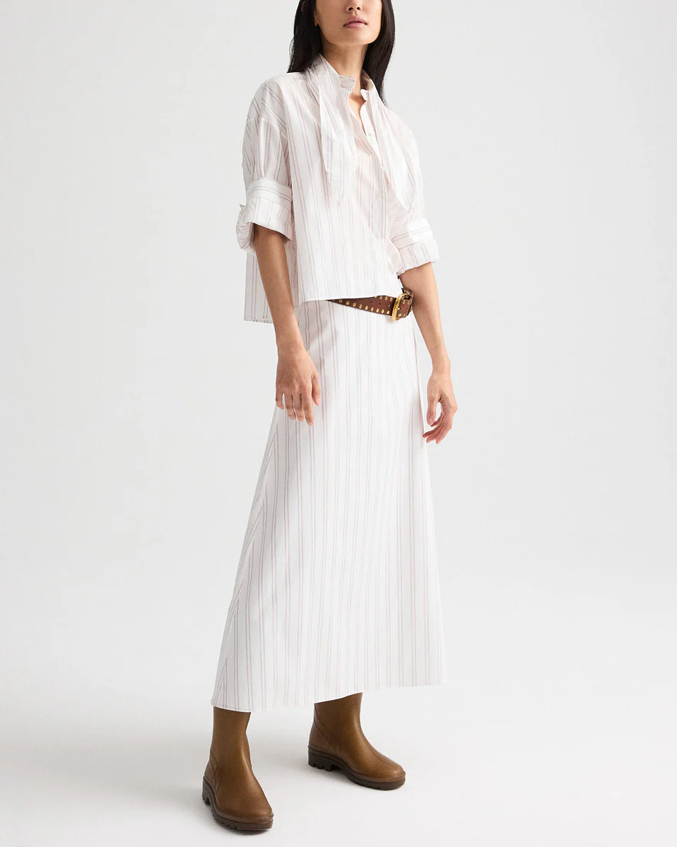 The A-Line Skirt | White/Wine - Image 2