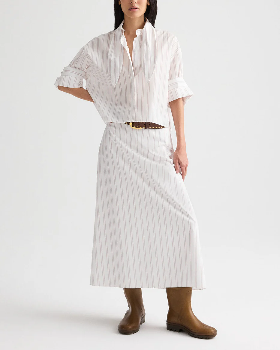 The A-Line Skirt | White/Wine - Image 3