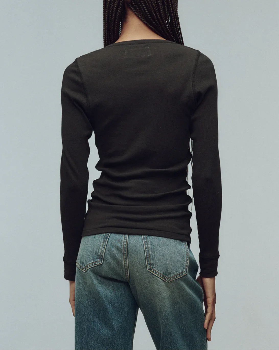 The Baby Rib Henley | Almost Black - Image 3