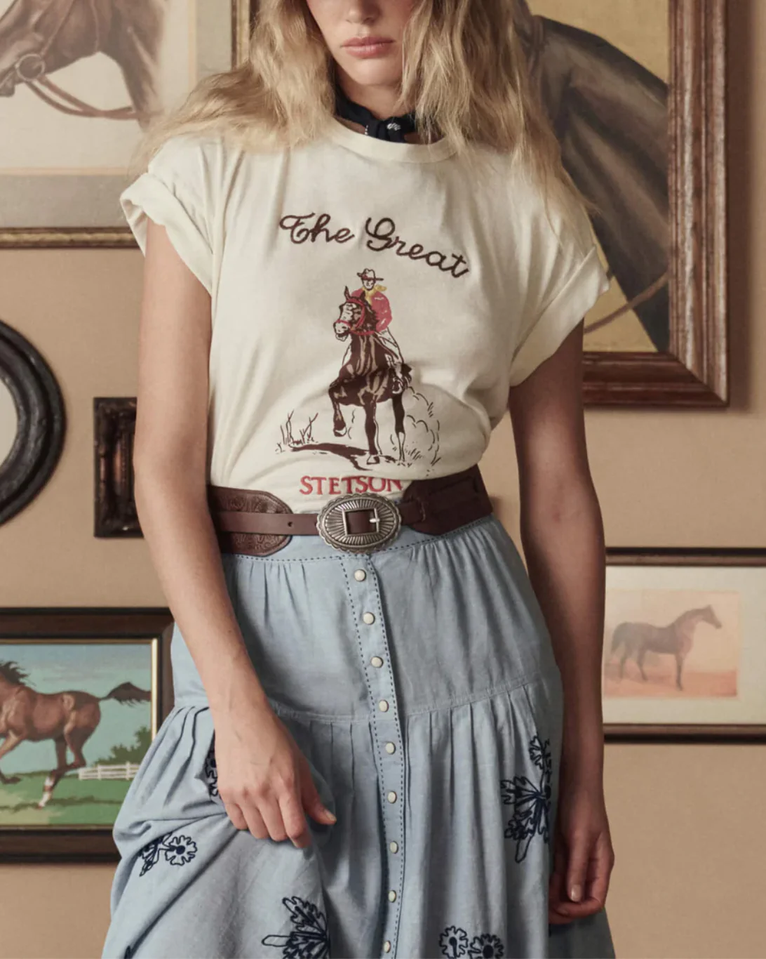 Boxy Crew W/ Stetson Graphic | Washed White - Image 2