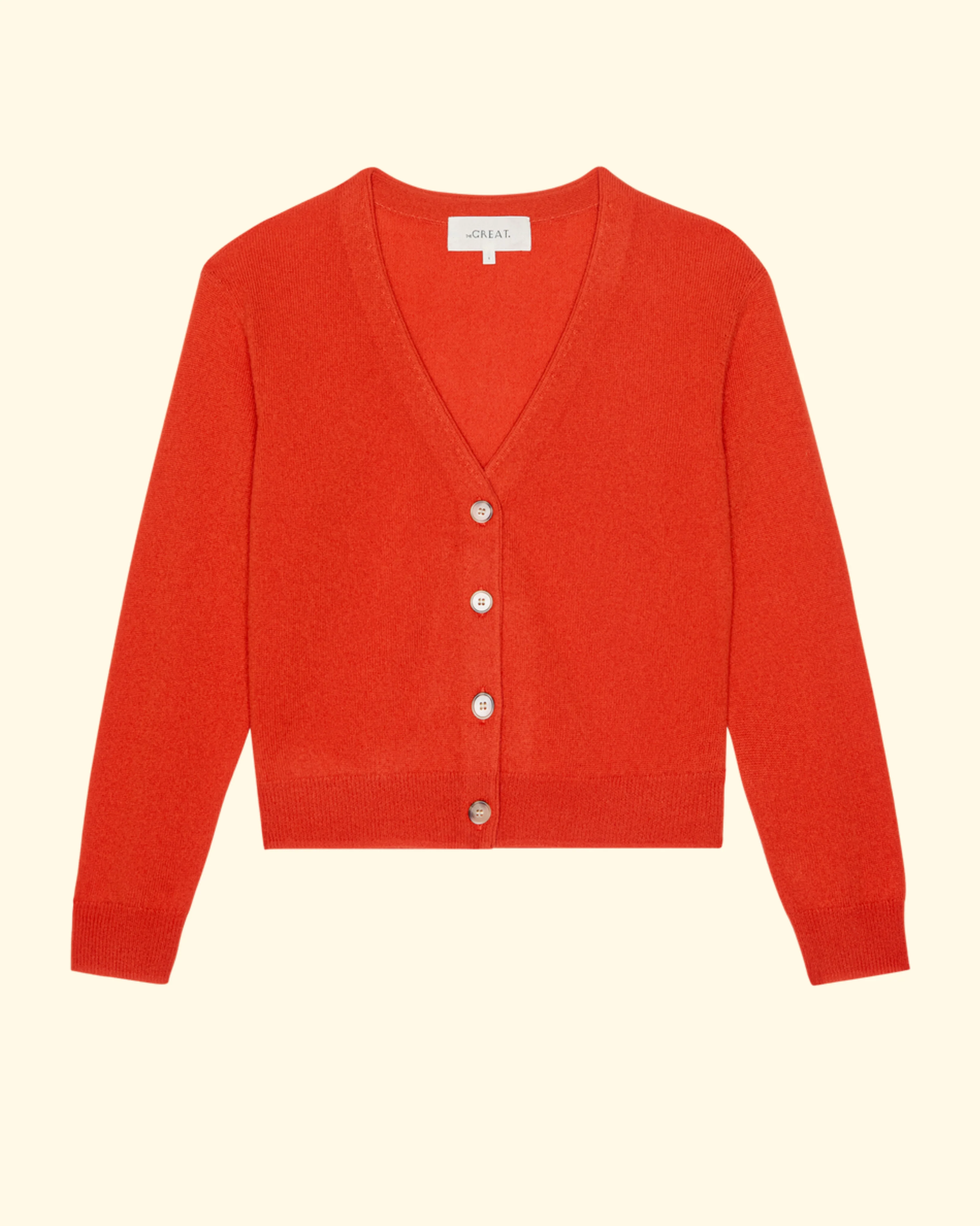 The Cashmere Tiny V Neck Cardigan | Hot Orange