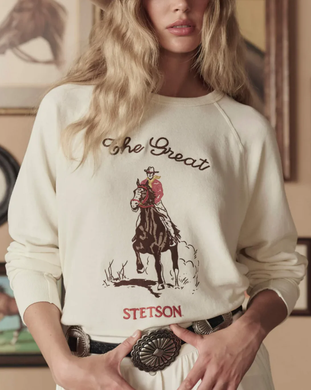 The College Sweatshirt W/ Stetson Graphic | Washed White - Image 2