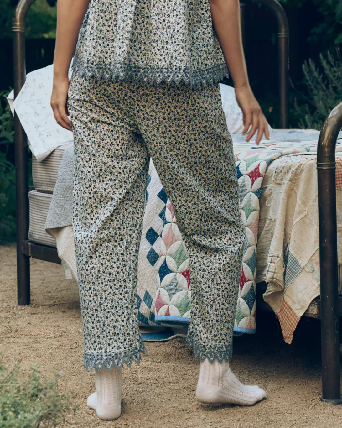 The Easy Sleep Eyelet Pant | Bluebell Ditsy - Image 4