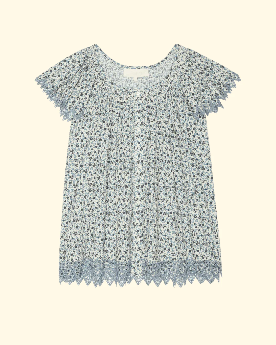The Flutter Sleeve Eyelet Top | Bluebell Ditsy