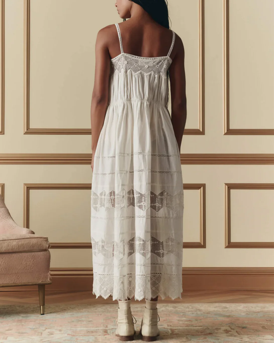 The Rosette Crochet Dress | Cream - Image 3