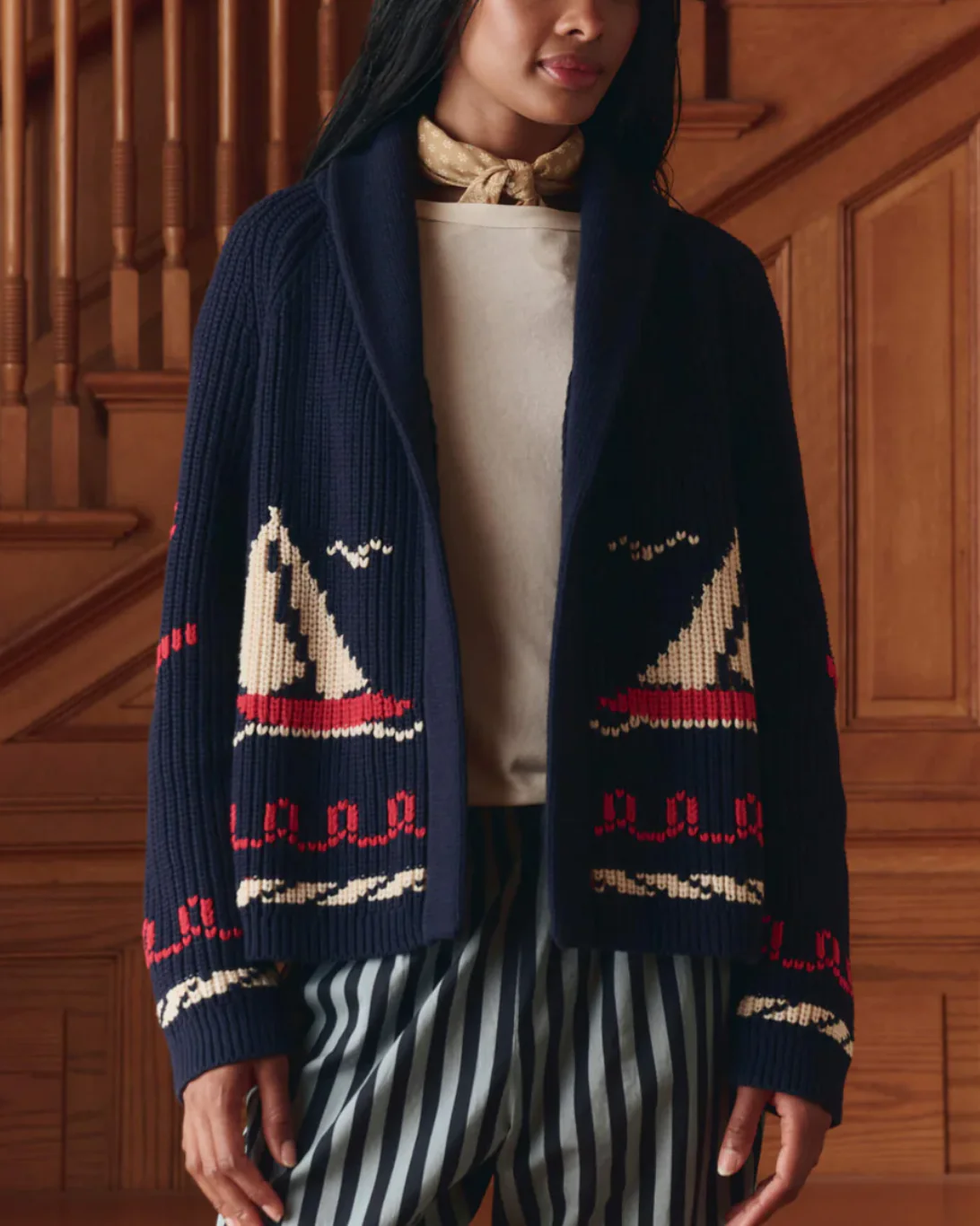 The Sailboat Lodge Cardigan | Dark Navy - Image 2