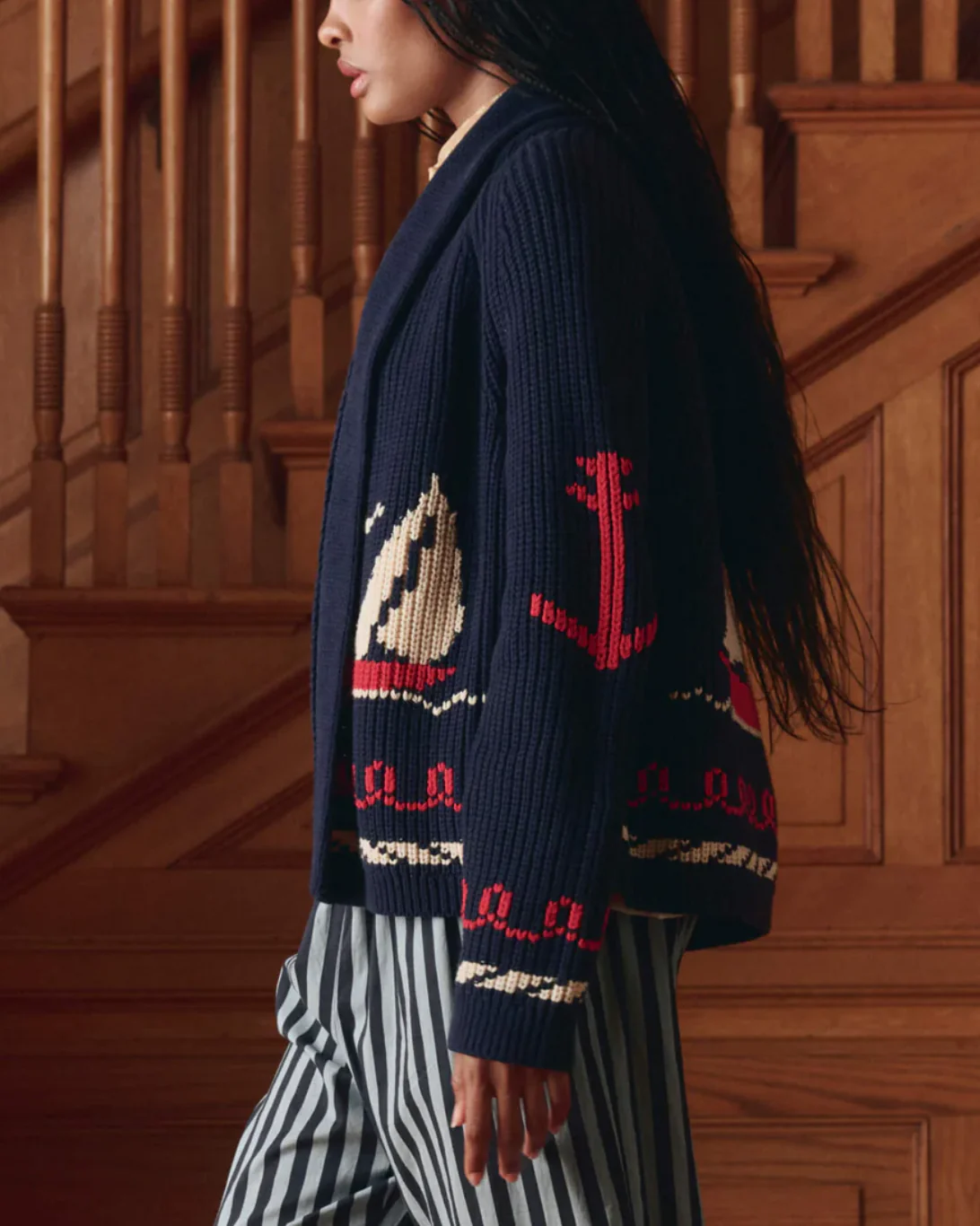 The Sailboat Lodge Cardigan | Dark Navy - Image 4