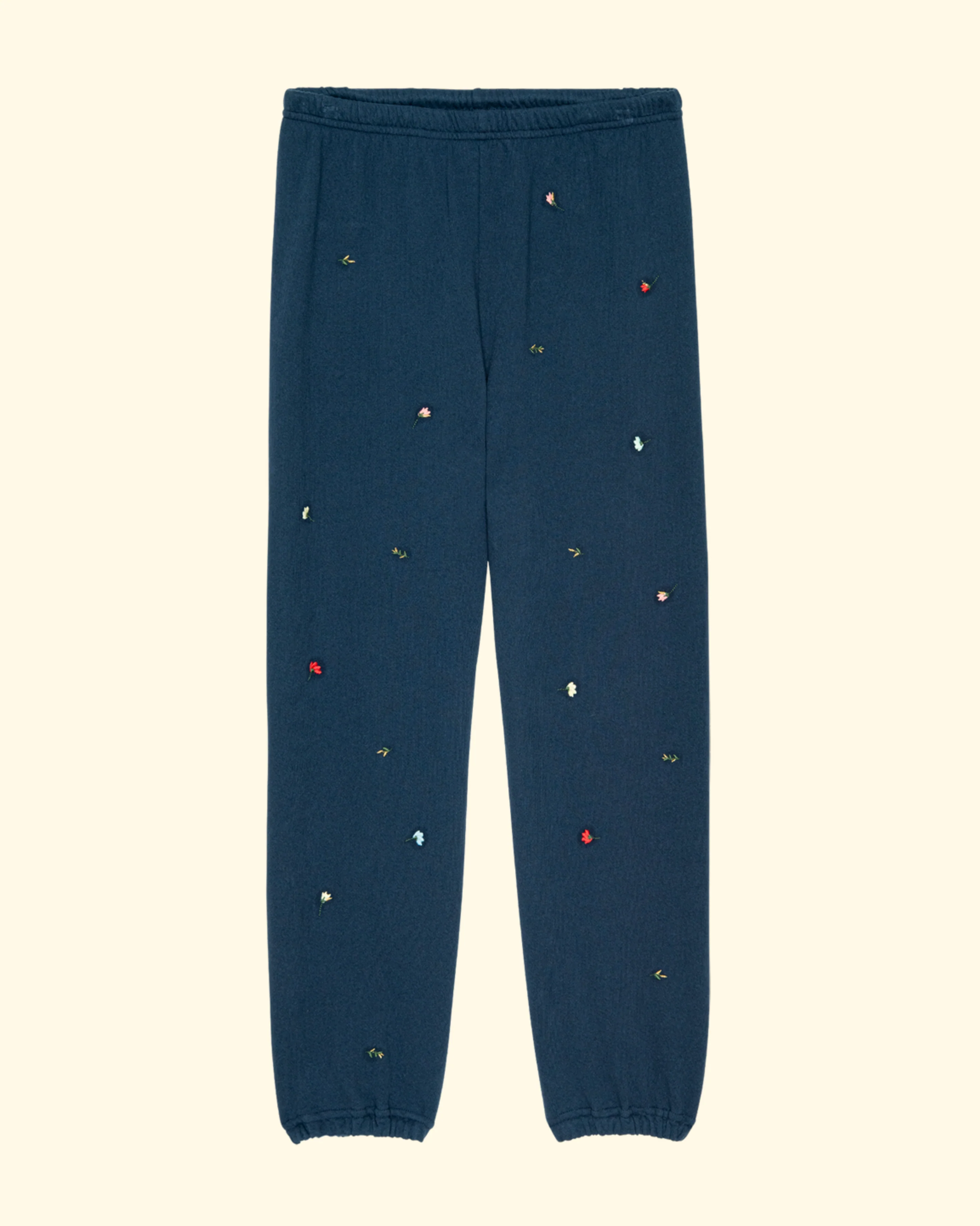 The Stadium Sweatpant | Navy with Tossed Floral Embroidery