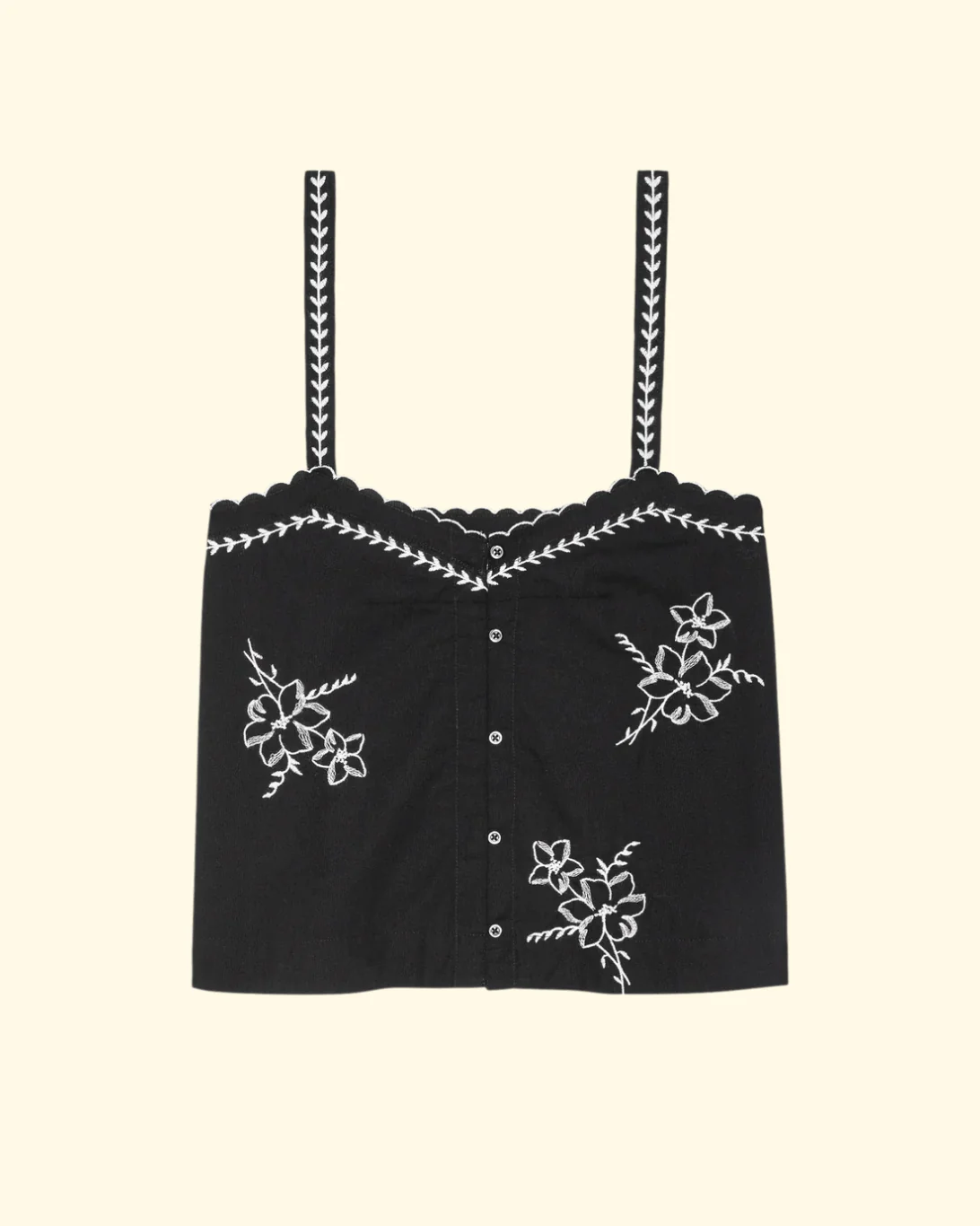 The Weekend Tank W/ Hanky Embroidery | Black