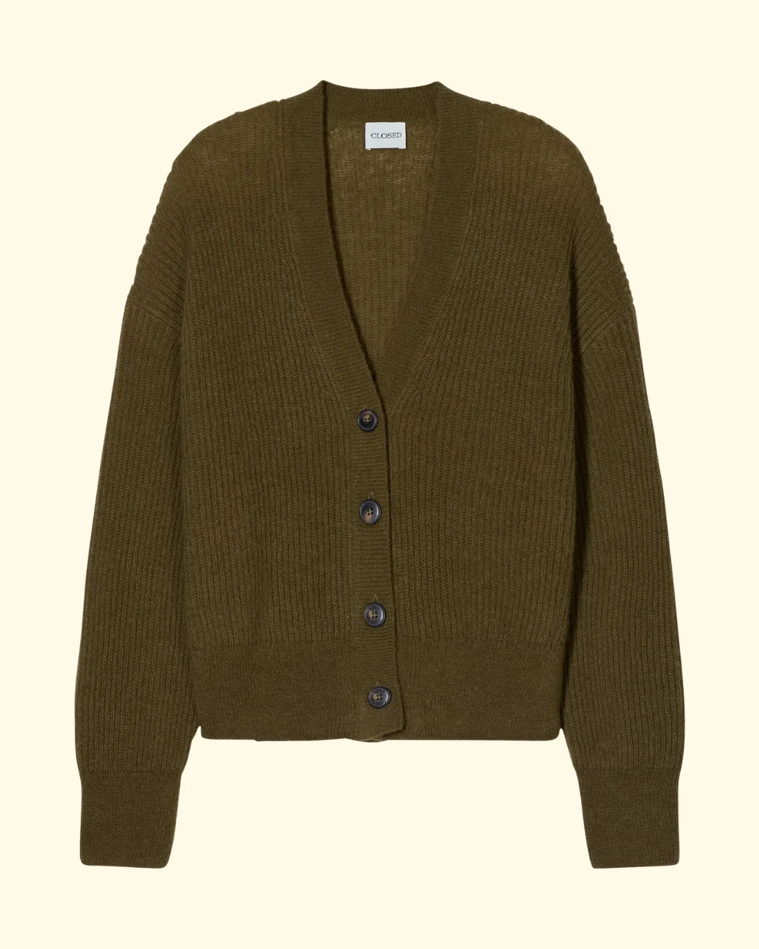 V Neck Cardigan | Deep Olive