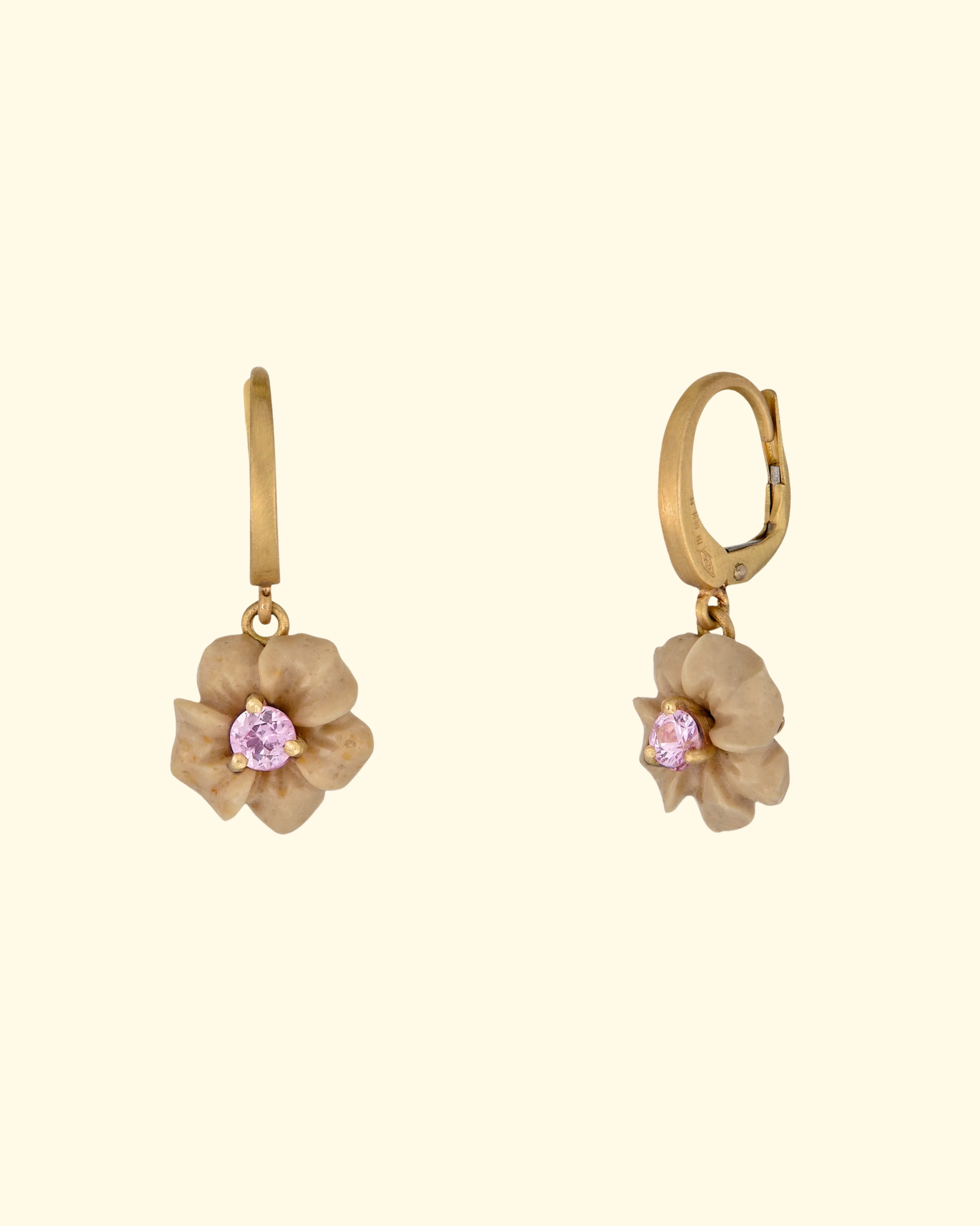 Vesuvian Lava Earrings | Cream with Pink Sapphire - Image 2