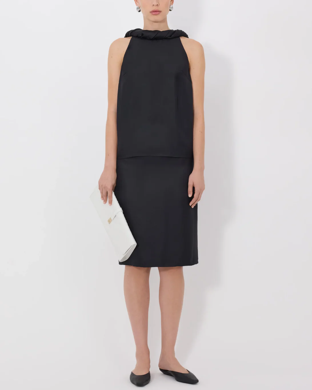 Wilma Twisted Collar Top | Black - Image 4