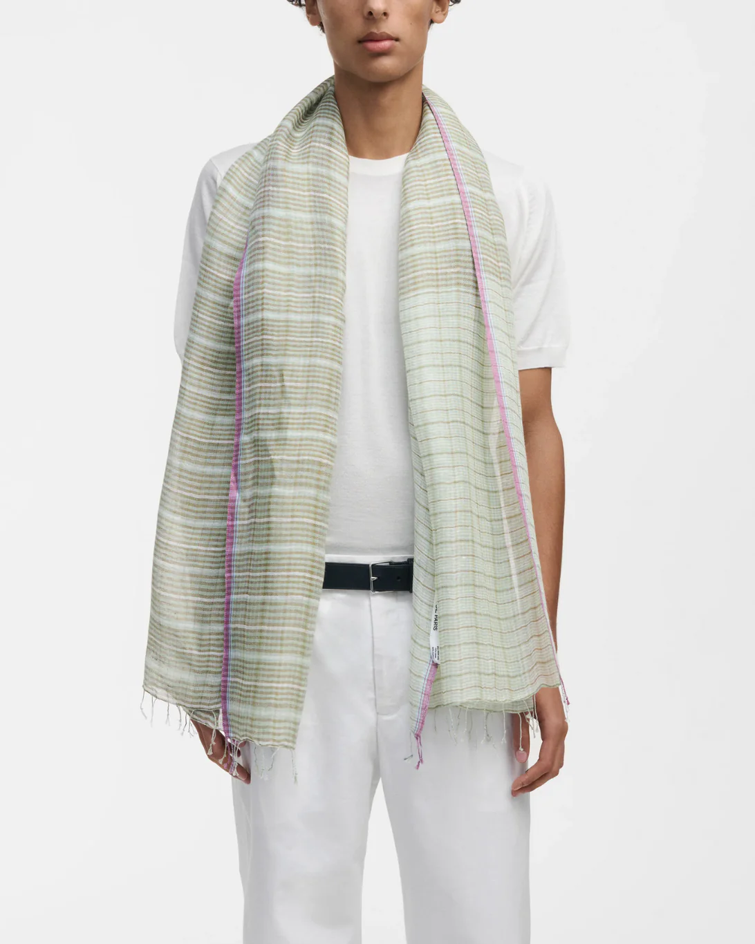 Woven Check Scarf | Seaweed - Image 3