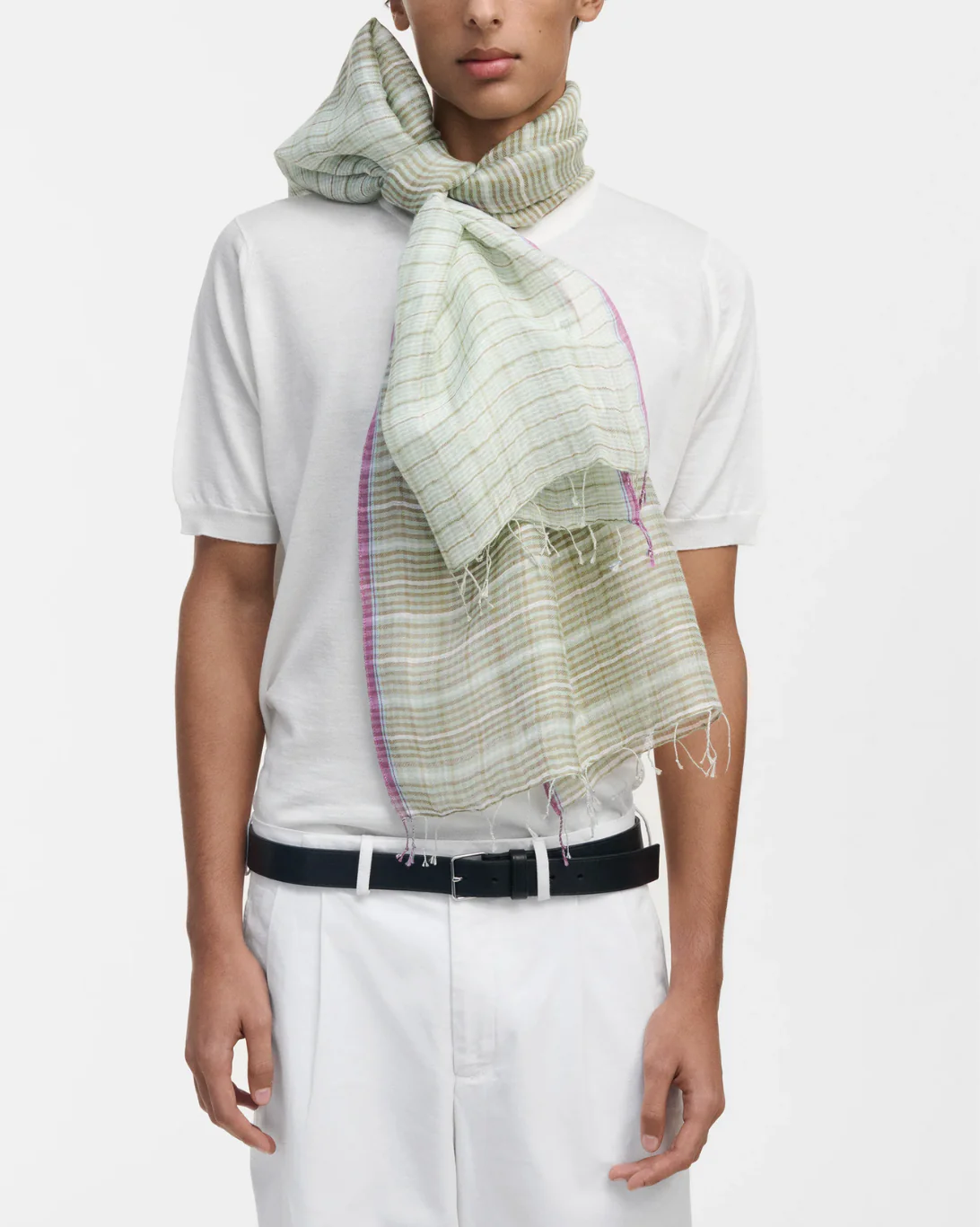Woven Check Scarf | Seaweed - Image 4