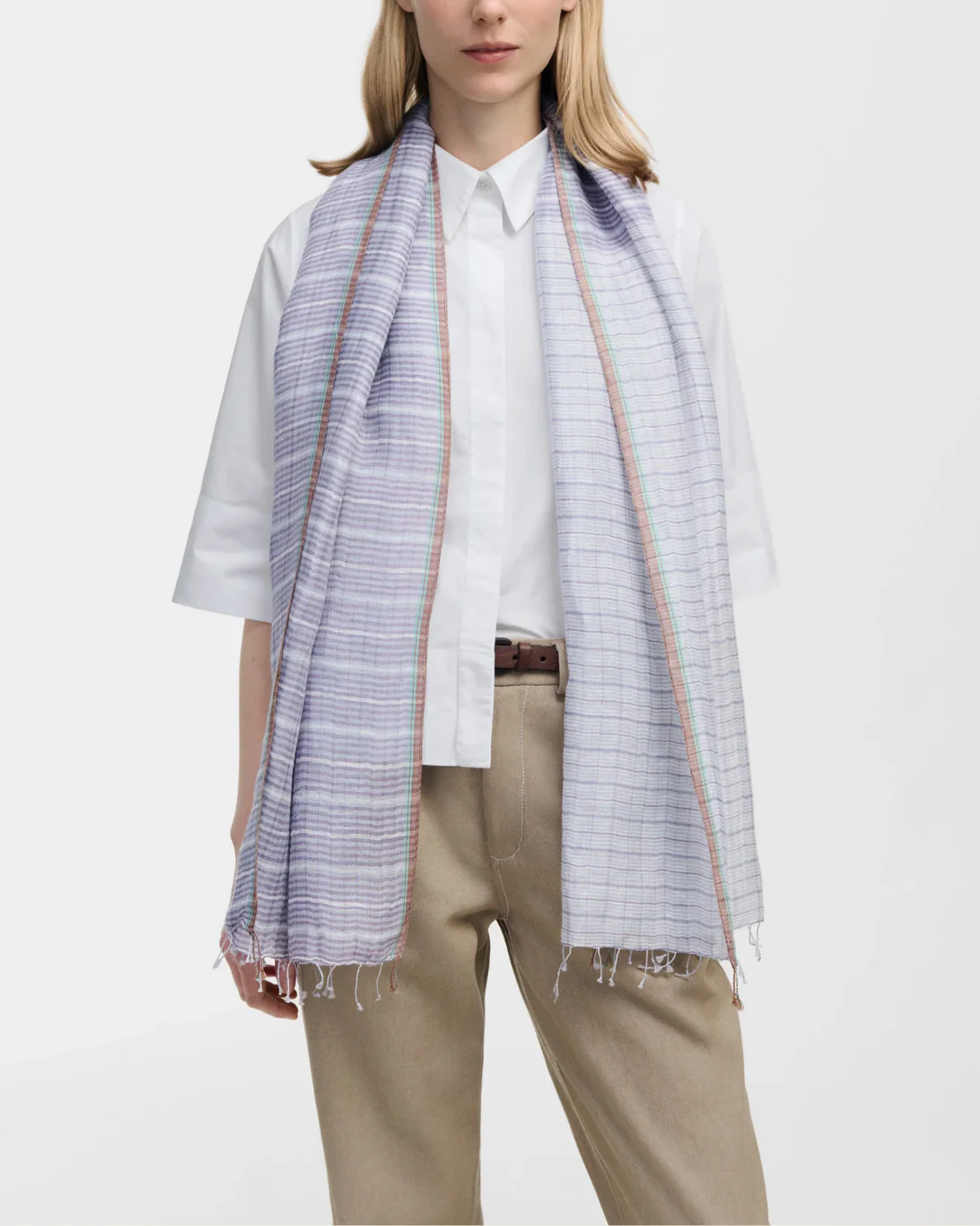 Woven Check Scarf | Thistle - Image 3